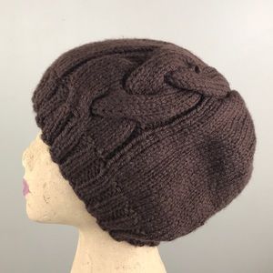 NWOT Lewis Knits Brown Cable Knit Beanie Hat